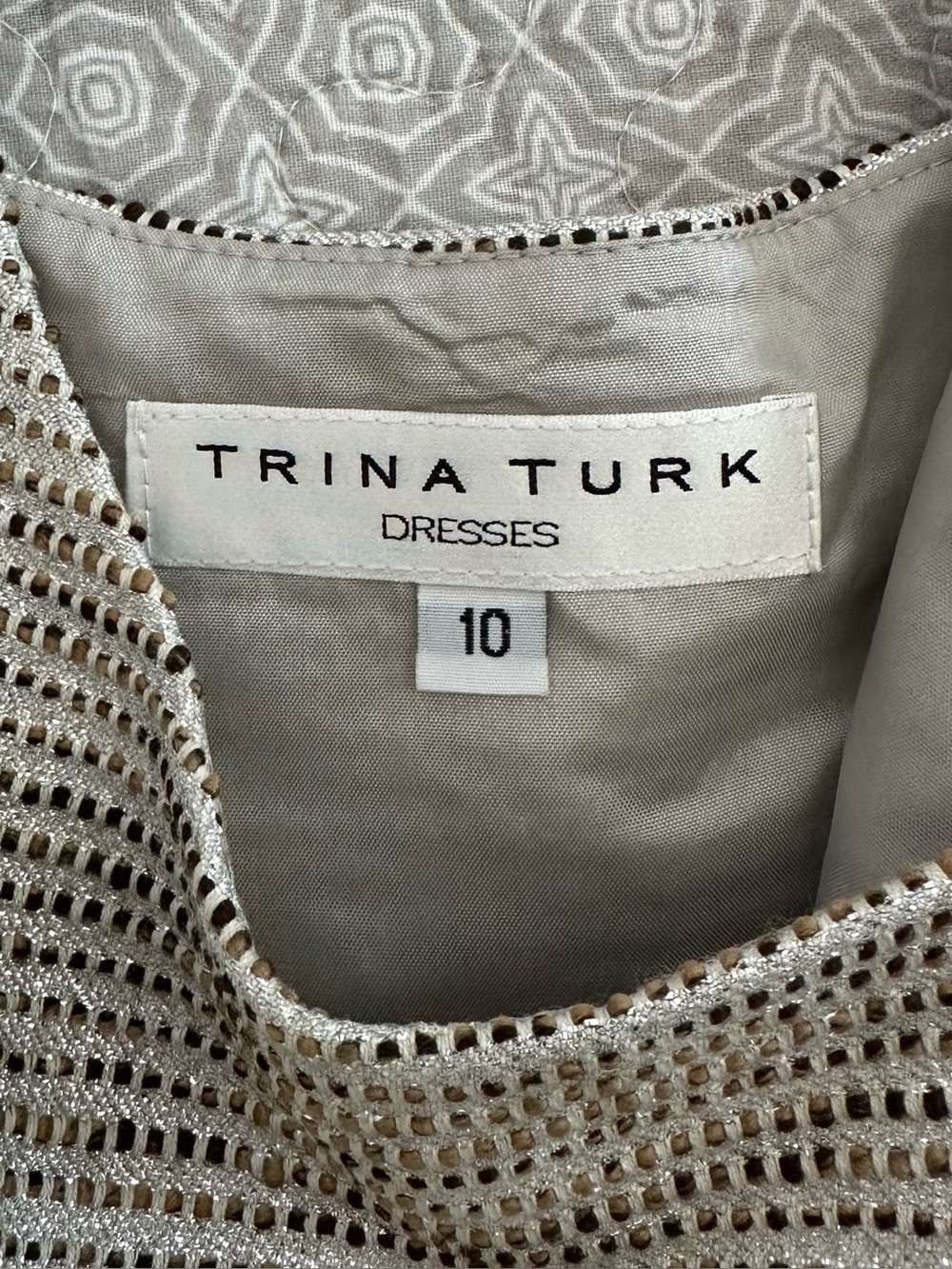 Trina Turk Metallic Tweed Garreth Shift Dress Beaded Embellished Sequins Size 10 - Picture 9 of 14